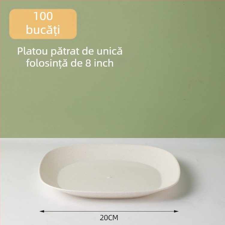 Set de veselă de unică folosință din coajă de orez: boluri, farfurii pentru grătar și fructe, rezistent la temperaturi înalte, trei piese
