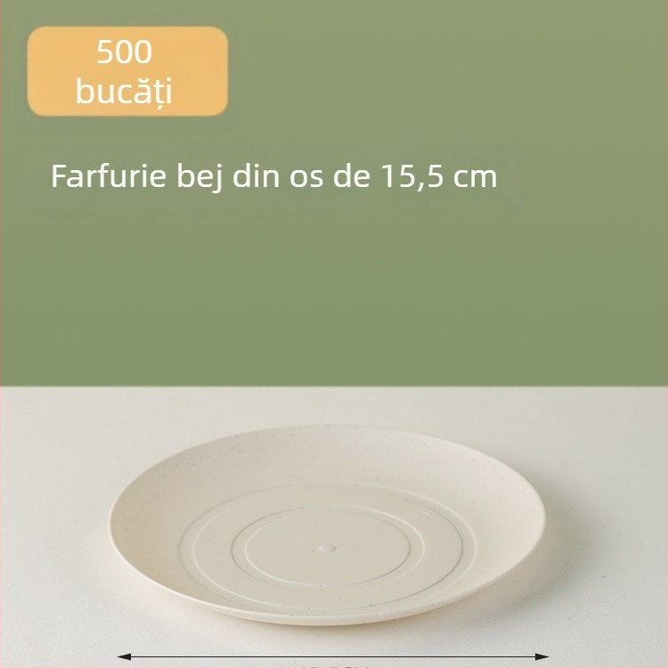 Set de veselă de unică folosință din coajă de orez: boluri, farfurii pentru grătar și fructe, rezistent la temperaturi înalte, trei piese