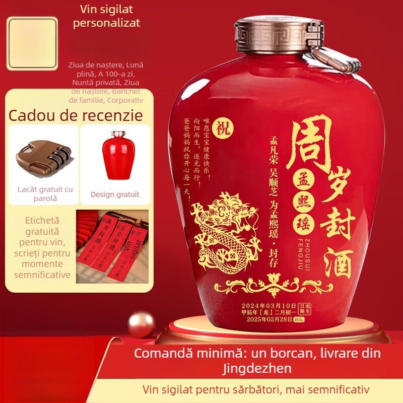 Sticle ceramice Jingdezhen, personalizate pentru vin, pentru nunți, sărbători de Lună Plină și 100 de zile