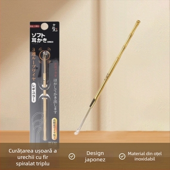 Carali Lingură pentru urechi din oțel inoxidabil, spirală dublă, pentru adulți