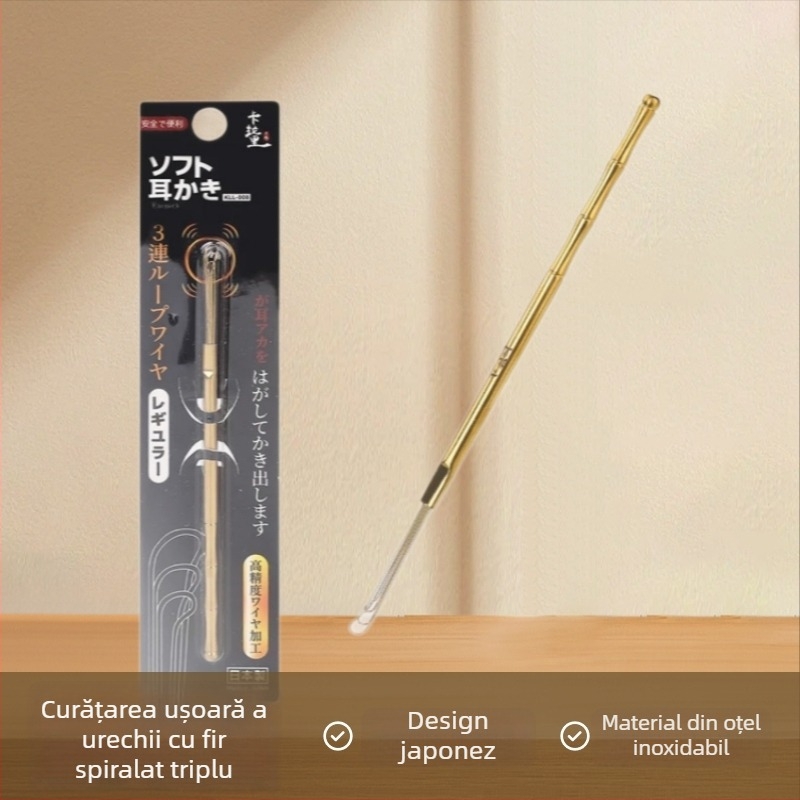 Carali Lingură pentru urechi din oțel inoxidabil, spirală dublă, pentru adulți