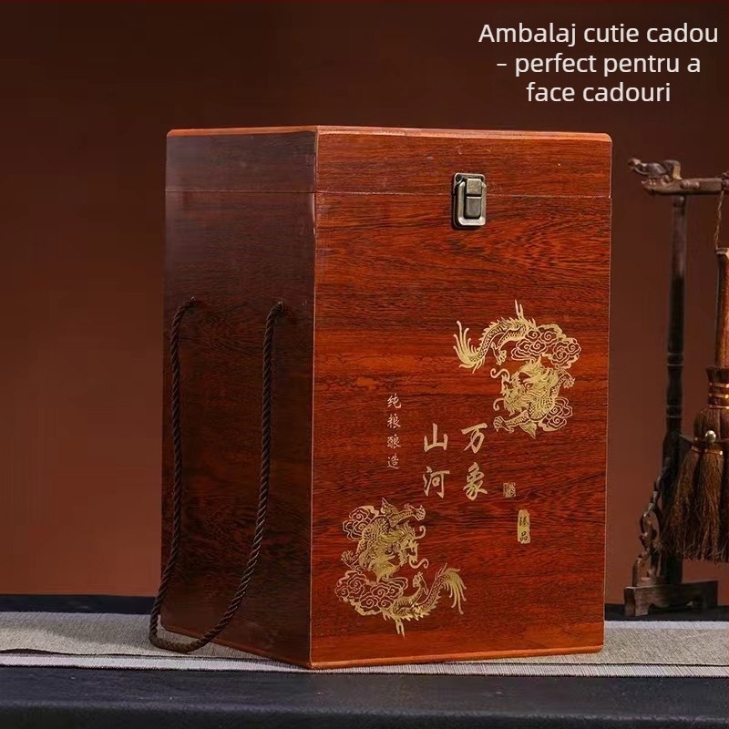 Vas ceramic pentru vin cu model retro de munți și râuri, sticlă goală decorativă pentru vitrină, recipient de vin sigilat pentru uz casnic
