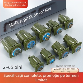 Conector aerian, masculin și feminin, priză industrială Y2M, 2/3/4/5/7/10/14 nuclee, conector cu clips