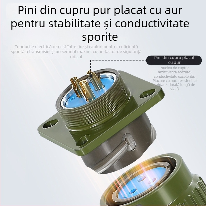 Conector aerian, masculin și feminin, priză industrială Y2M, 2/3/4/5/7/10/14 nuclee, conector cu clips