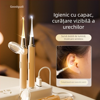 Instrument pentru curățarea urechilor cu iluminare și vârf moale — îndepărtător de cerumen pentru copii, pensetă sigură