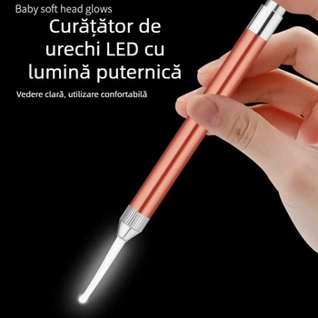 Lingură de urechi luminoasă pentru copii, instrument vizual de curățare a urechilor cu iluminare, fără baterii, 20 g/buc