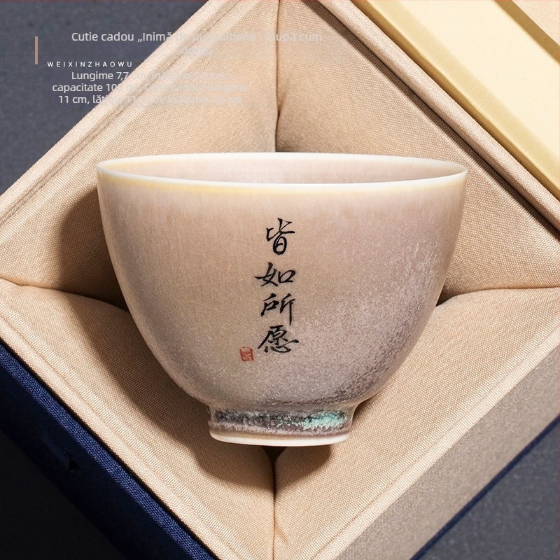Ceșă ceramică cu glazură galbenă de cuptor, formă de inimă de pui, set Gongfu de lux, utilizare personală