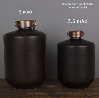 Recipient ceramic pentru vin, cu capac maro vintage și gură largă, potrivit pentru depozitare acasă și înmuierea vinului