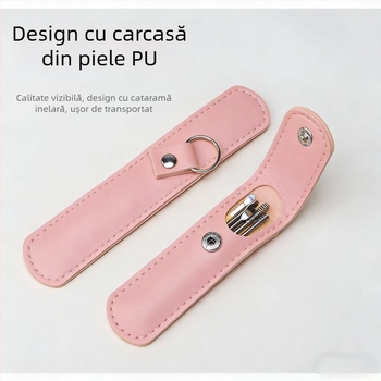 Set din oțel inoxidabil pentru curățarea urechilor, 6 piese, cu vârfuri spiralate și cap dublu.