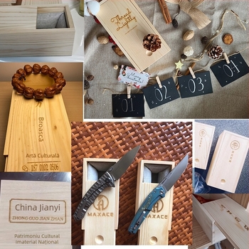 Cutie din lemn dreptunghiular cu logo gravat, sertar glisant, cutie cadou pentru accesorii ceai
