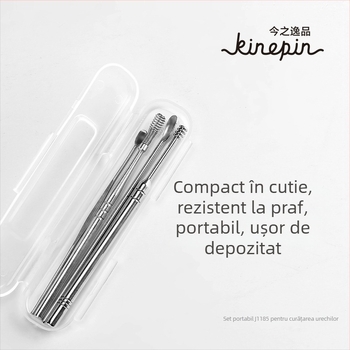 Set de lingurițe pentru urechi din oțel inoxidabil, cu mai multe tipuri, pentru curățarea zilnică a canalului urechii, acasă