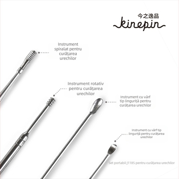 Set de lingurițe pentru urechi din oțel inoxidabil, cu mai multe tipuri, pentru curățarea zilnică a canalului urechii, acasă