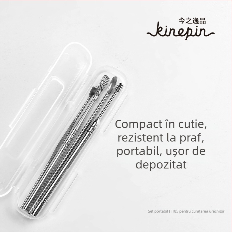 Set de lingurițe pentru urechi din oțel inoxidabil, cu mai multe tipuri, pentru curățarea zilnică a canalului urechii, acasă