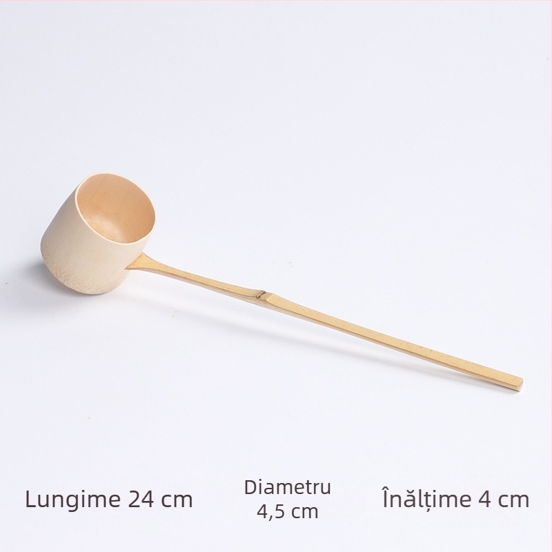 Set pentru ceremonie de ceai din bambus, în stil japonez: linguriță lungă de ceai, linguriță din bambus pentru ceai și polonic de apă
