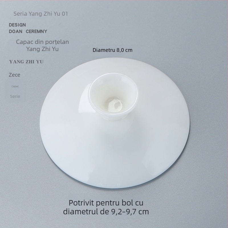 Capac din porțelan alb pentru set Gongfu de ceai, capac pentru bol cu trei talente, capac de rezervă