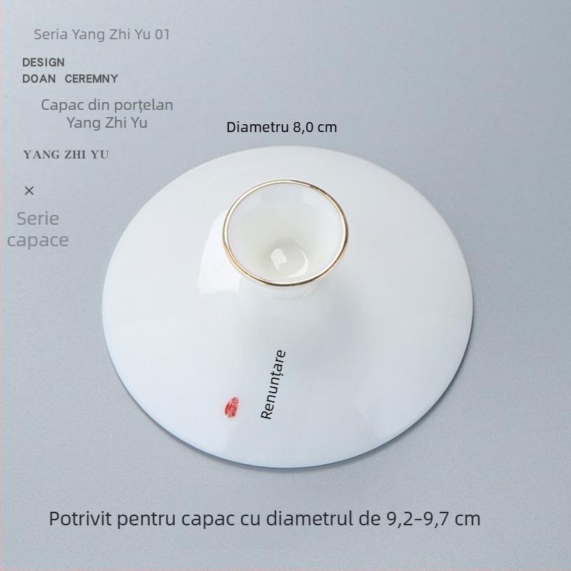 Capac din porțelan alb pentru set Gongfu de ceai, capac pentru bol cu trei talente, capac de rezervă