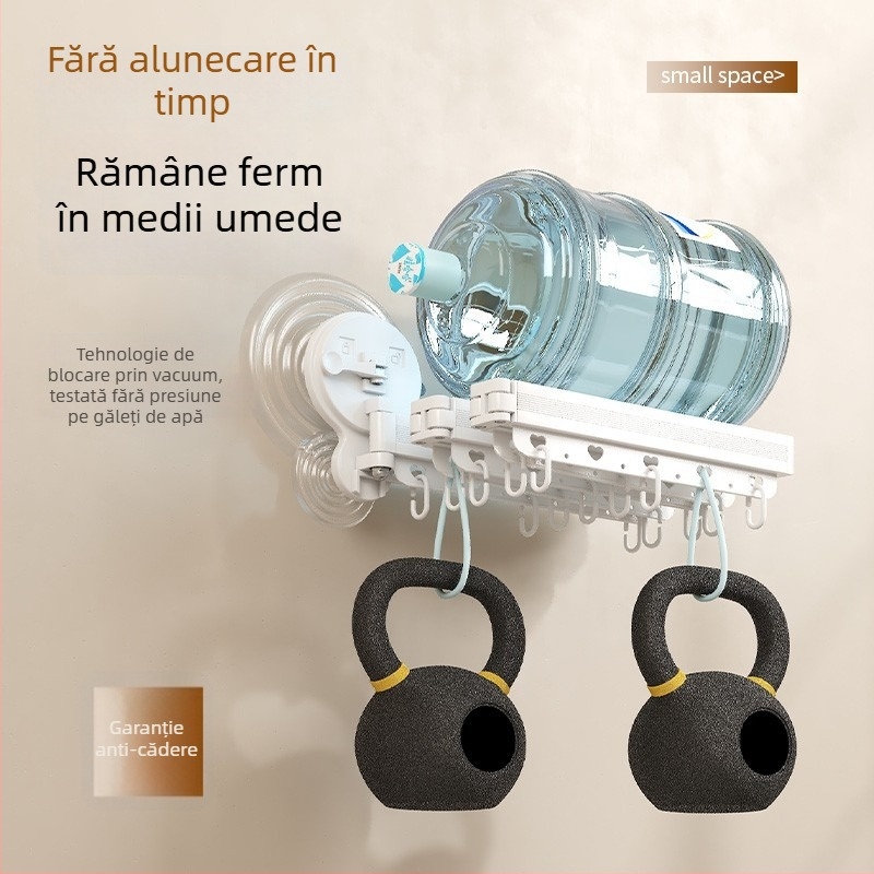 Perdea de duș cu ventuze, bară pliabilă fără găuri, separator invizibil în baie, suport telescopic pentru uscare, separarea uscat-umed