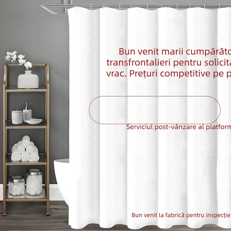Perdea de duș din poliester, impermeabilă, montaj fără găuri, pentru baie