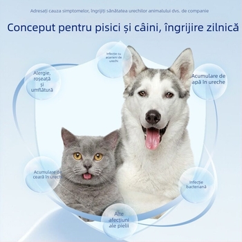 Picături pentru urechi pentru pisici și câini, universale pentru eliminarea acarienilor urechii, curățare urechi, antibacterian, deodorant, delicat și rapid înlăturarea cerumenului