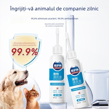 Picături pentru urechi pentru pisici și câini, universale pentru eliminarea acarienilor urechii, curățare urechi, antibacterian, deodorant, delicat și rapid înlăturarea cerumenului
