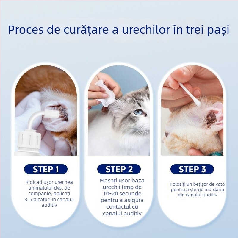 Picături pentru urechi pentru pisici și câini, universale pentru eliminarea acarienilor urechii, curățare urechi, antibacterian, deodorant, delicat și rapid înlăturarea cerumenului