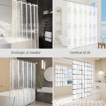 Cortină de duș PEVA pentru baie, impermeabilă, fără găuri, separare uscat-umed