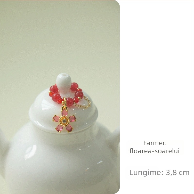 Accesoriu manual pentru ceașcă de ceai cu capac și șnur, decor pentru ceremonia ceaiului, pandantiv mic și delicat