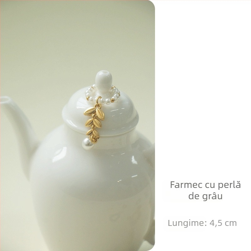 Accesoriu manual pentru ceașcă de ceai cu capac și șnur, decor pentru ceremonia ceaiului, pandantiv mic și delicat