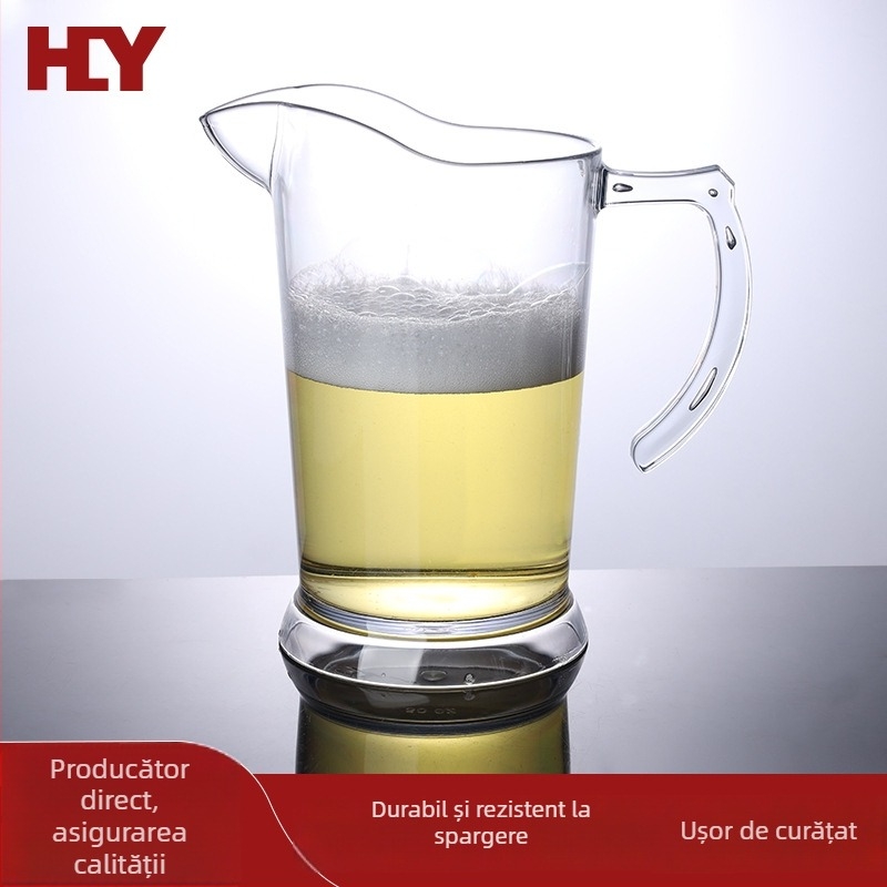 Carafă din plastic transparentă pentru bere, cu mâner și gură îngustă, 1,5 L (1500 ml)