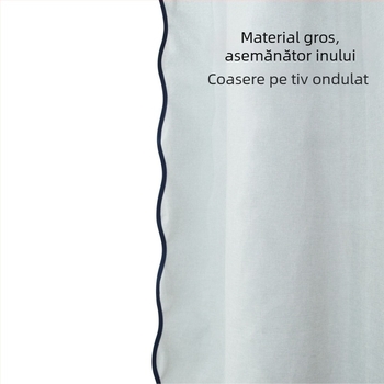 Cortină de duș din poliester, aspect de in, margine în formă de S, culoare solidă, impermeabilă, separator pentru baie, cu cârlige