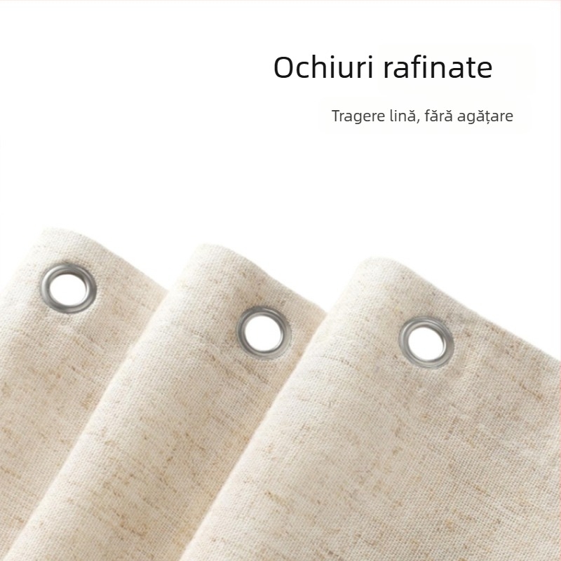 Cortină de duș din poliester, aspect de in, margine în formă de S, culoare solidă, impermeabilă, separator pentru baie, cu cârlige
