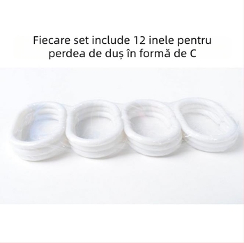 Perdea de duș transparentă din PEVA, design 3D pătrat și rotund, impermeabilă, îngroșată, cu inele pentru perdea de duș