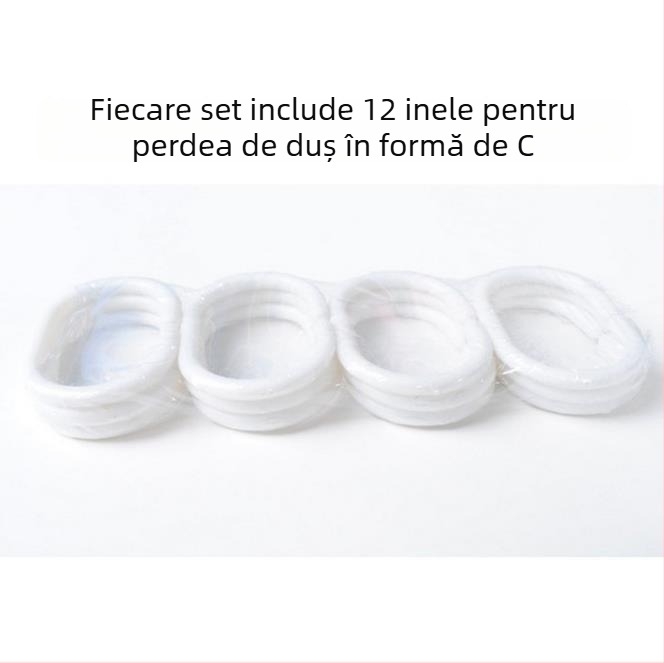 Perdea de duș transparentă din PEVA, design 3D pătrat și rotund, impermeabilă, îngroșată, cu inele pentru perdea de duș