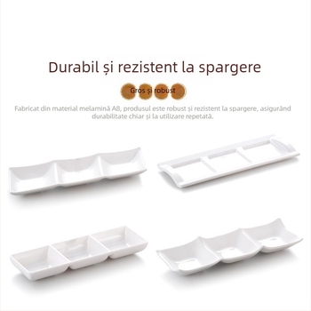 Yangge imitație de porțelan cu trei compartimente pentru sosuri, potrivit pentru hot pot și grătar, farfurie din melamină
