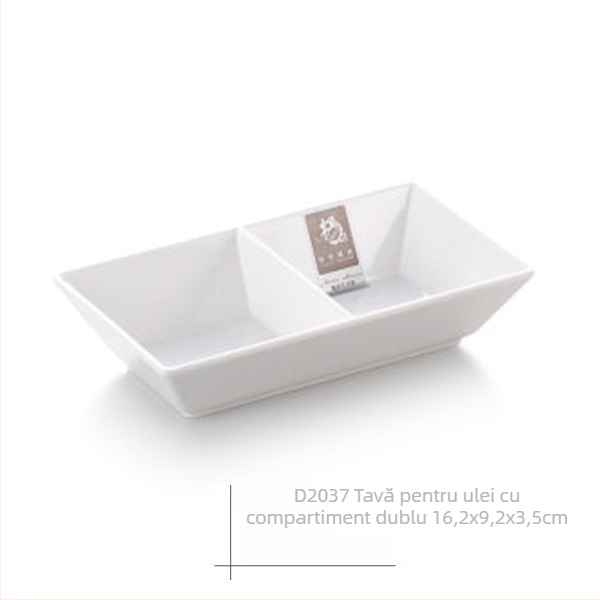 Yangge imitație de porțelan cu trei compartimente pentru sosuri, potrivit pentru hot pot și grătar, farfurie din melamină