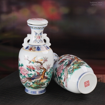 Sticlă de vin ceramică Jingdezhen, luminescentă, ornament decorativ sigilat, 0,75 kg