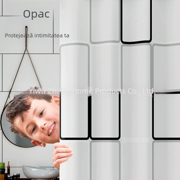Perdea de duș PEVA, perdea despărțitoare pentru baie, impermeabilă, stil minimalist, model în carouri mari