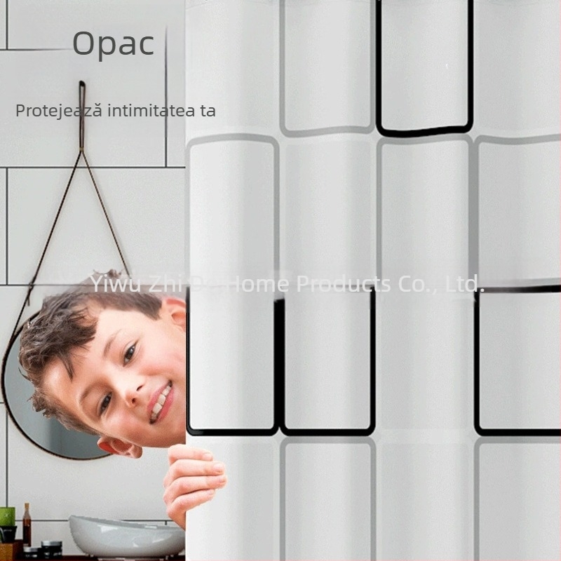 Perdea de duș PEVA, perdea despărțitoare pentru baie, impermeabilă, stil minimalist, model în carouri mari