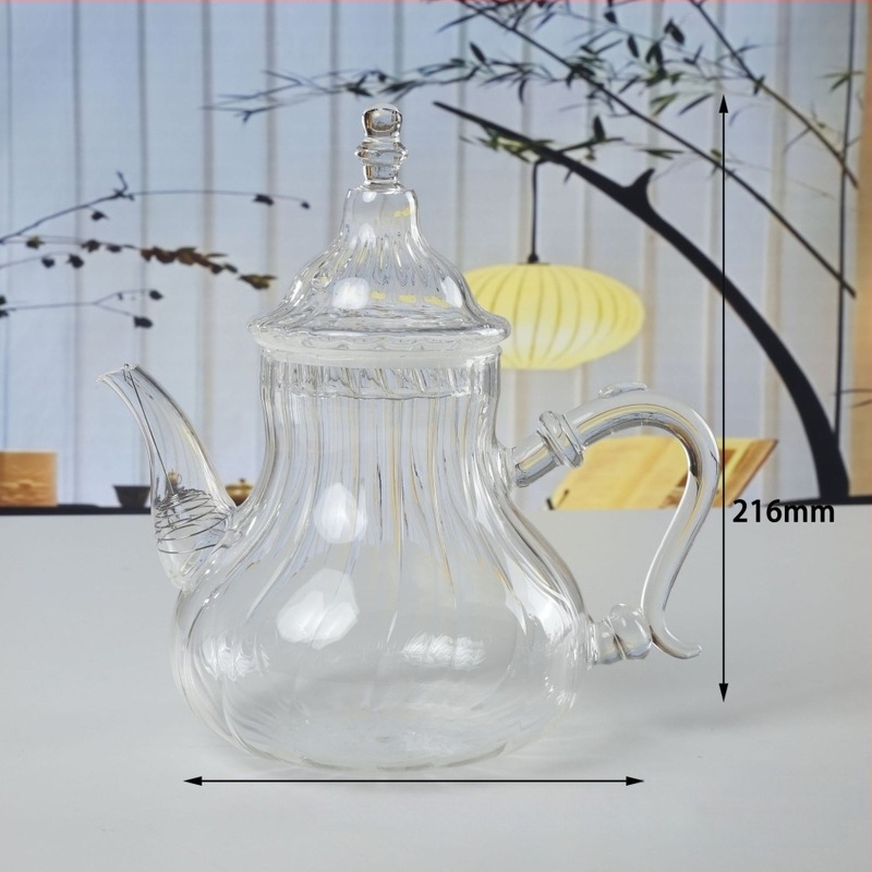 Ceainic din sticlă borosilicat de înaltă rezistență la temperaturi, inspirat de meșteșugul ceramicii antice în stil marocano-arab-turcesc