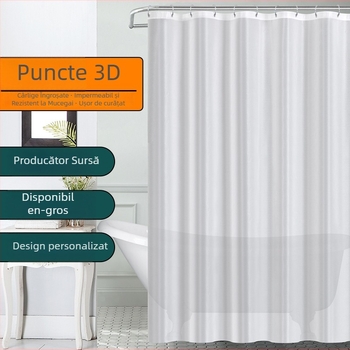 Cortină de duș 3D EVA cu buline, impermeabilă, rezistentă la mucegai, montaj fără găuri, transparentă, îngroșată, pentru baie