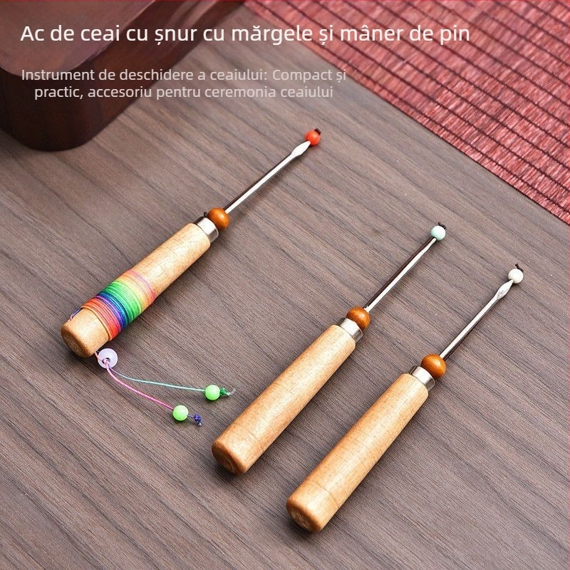 Cuțit pentru ceai Pu'er cu mâner de lemn, ac pentru ceai și con - unelte de ceai în stil etnic și accesorii
