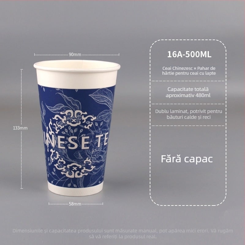 Pahar alimentar de unică folosință pentru ceai cu lapte, din hârtie roșie, cu capac, pentru băuturi calde, mai gros, personalizabil pentru uz comercial
