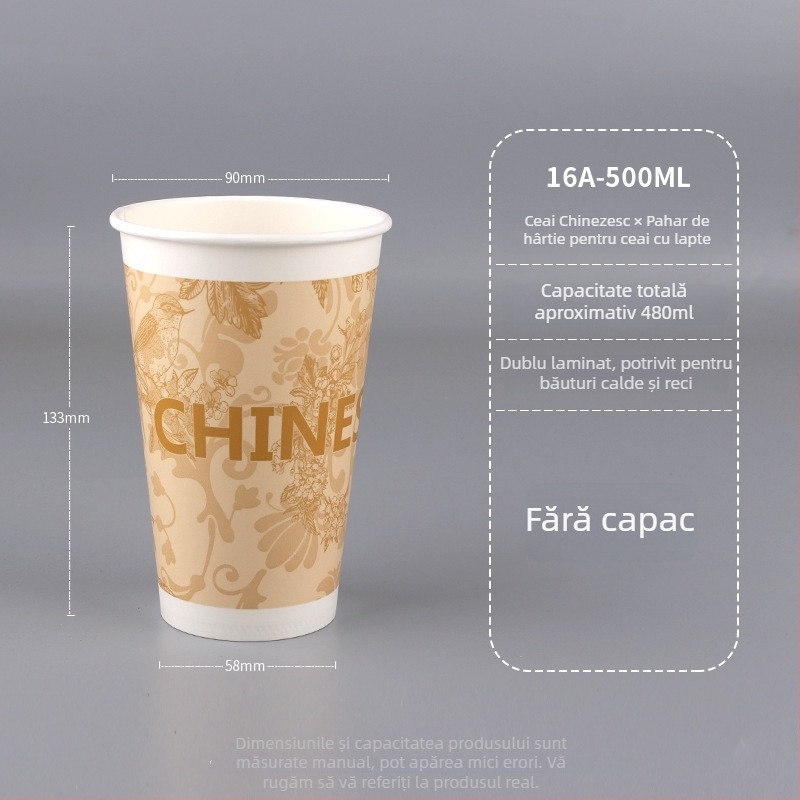 Pahar alimentar de unică folosință pentru ceai cu lapte, din hârtie roșie, cu capac, pentru băuturi calde, mai gros, personalizabil pentru uz comercial
