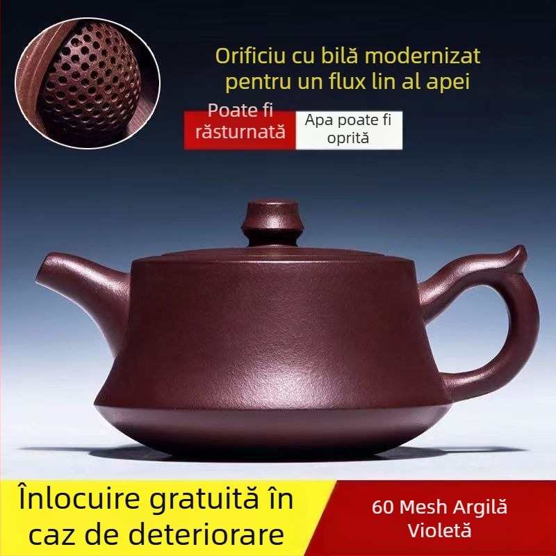 Ceainic autentic Yixing din lut purpuriu, colecție de familie, lut purpuriu vechi, capac-bază, ceainic Gongfu, cadou
