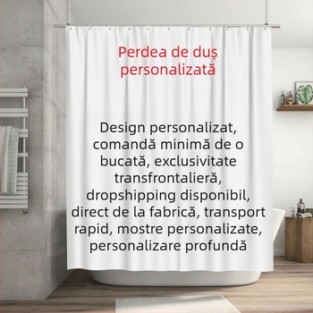 Cortină de duș cu imagini, perdea de baie impermeabilă cu imprimare digitală și separator rezistent la umezeală, cârlige incluse