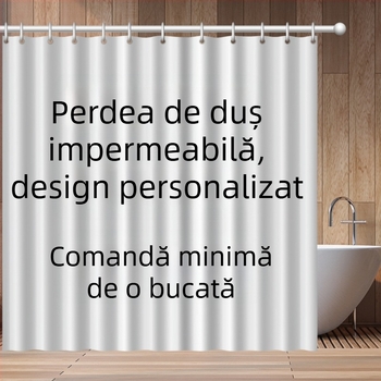 Cortină de duș cu imagini, perdea de baie impermeabilă cu imprimare digitală și separator rezistent la umezeală, cârlige incluse
