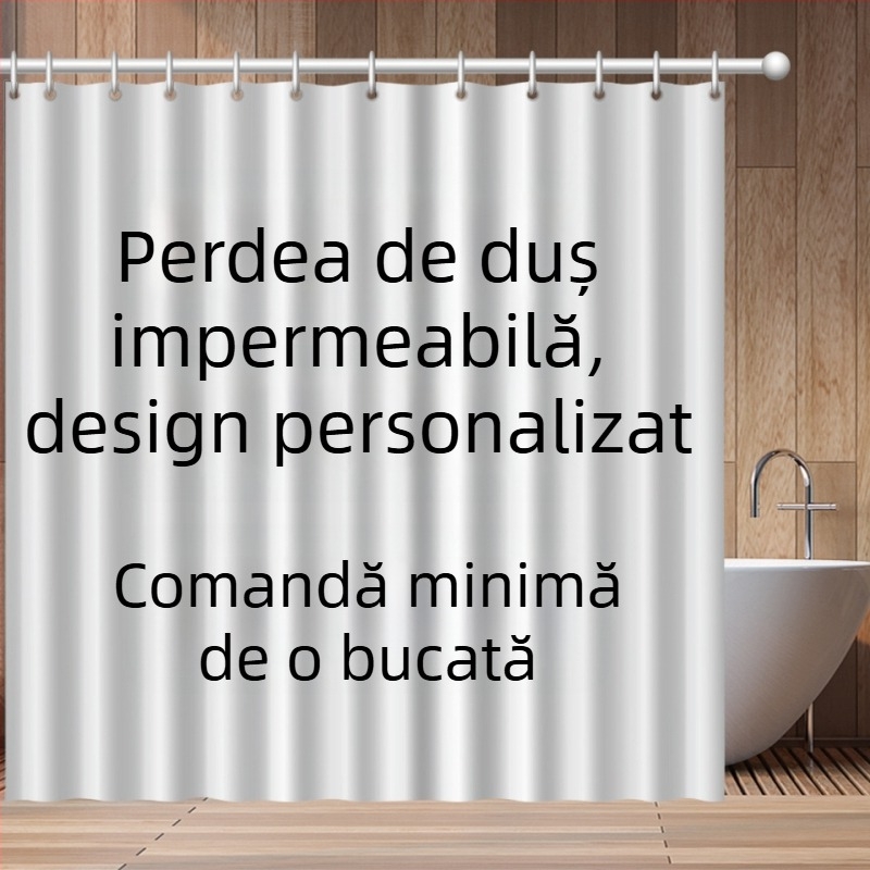 Cortină de duș cu imagini, perdea de baie impermeabilă cu imprimare digitală și separator rezistent la umezeală, cârlige incluse