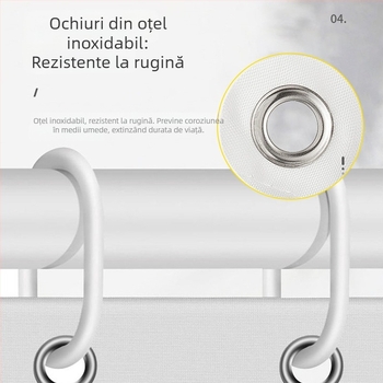 Set perdea de duș pentru baie: perdea de duș din poliester, impermeabilă, rezistentă la mucegai, perdea despărțitoare pentru baie, montaj fără găuri
