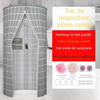 Cortină de duș rotundă, izolată pentru baie, impermeabilă, împotriva mucegaiului, pentru adulți și copii, stil Nordic