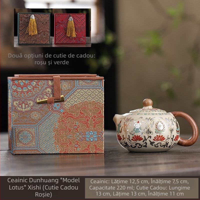 Set ceai din porțelan Ru, gaiwan și ceainic, ceramică în stil retro